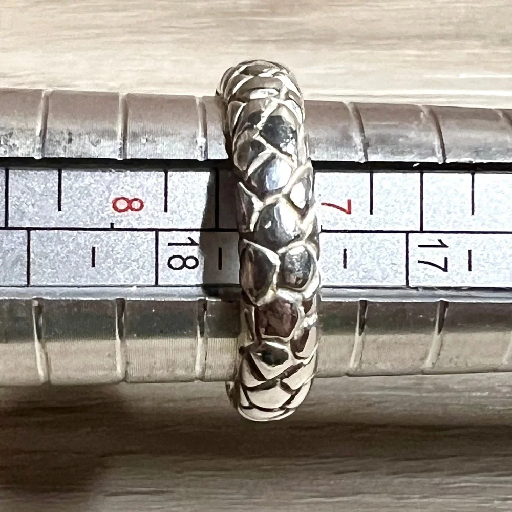 Alejandro Toussier Sterling Silver & 14K Gold Pebbled Star Band Ring, Size 7.5